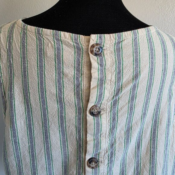 Toad&Co Taj Hemp Tank Button Back Stripe Sleeveless Boxy Size M Hemp Lyocell Top - Picture 6 of 10